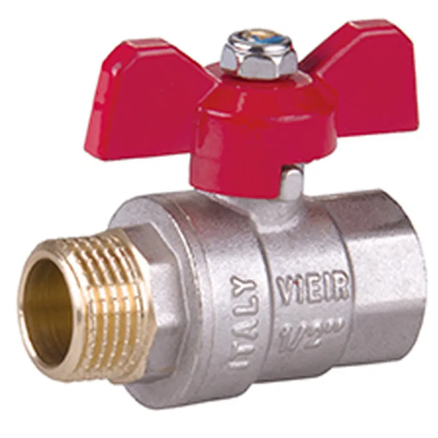 Кран ViEiR шаровый 1/2" ВН, кр. бабочка, никель (112/14) VR203-01