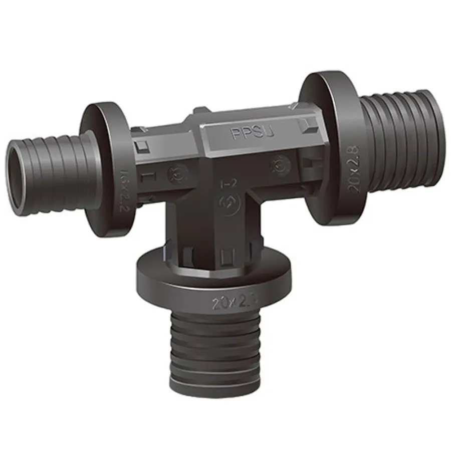 Тройник VARMEGA Slide-fit переходной, 25×20×16, аксиальный, PPSU, VM50512