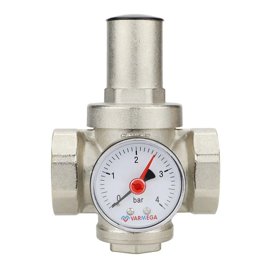 Редуктор давления VARMEGA 1/2", PN25, поршневой, с присоединением к манометру, VM12701