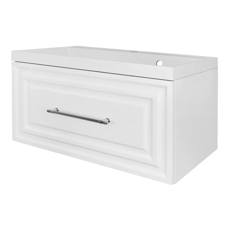 Комплект Тумба Azario Лаура 80/1 800х450х455 подвесная, с раковиной Классик 80, белый глянцевый, фурнитура хром (CS00096989)
