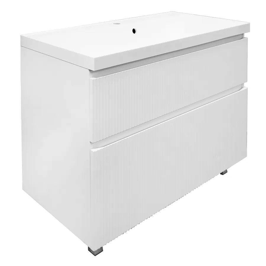 Комплект Тумба Azario Виола 100/2Н 1000х450х850 напольная, с раковиной Астория 100, белый матовый (CS00097146)