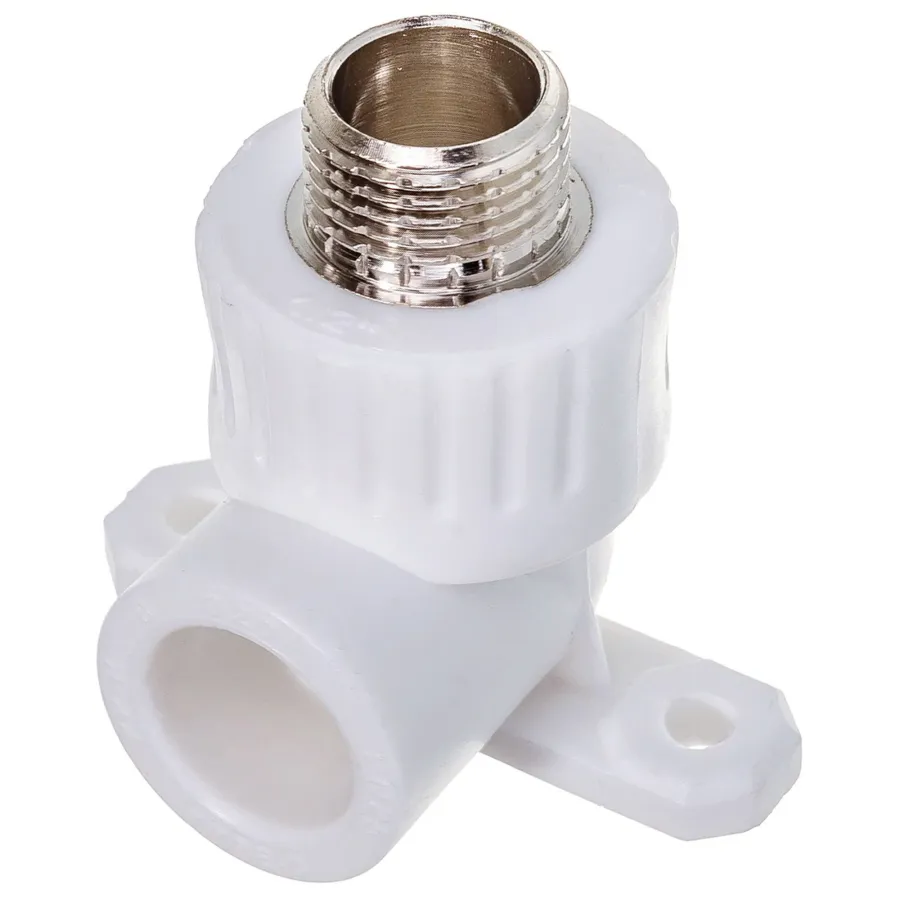 Угольник PP-R РТП комб. с креплен. D 20х1/2" НР, (75/25) белый