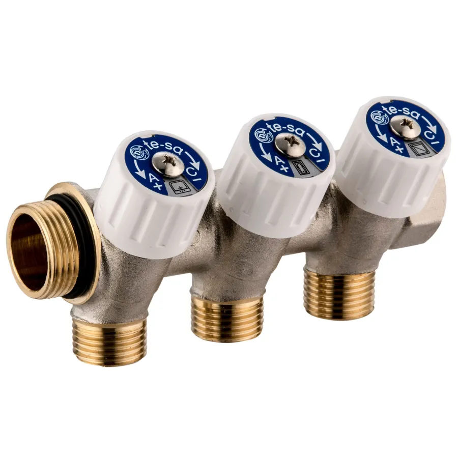 Коллектор Usystems SHB 3/4" бронзовый с вентилями НР/ВР 3x3/4"НР Евроконус, ц/ц 50мм