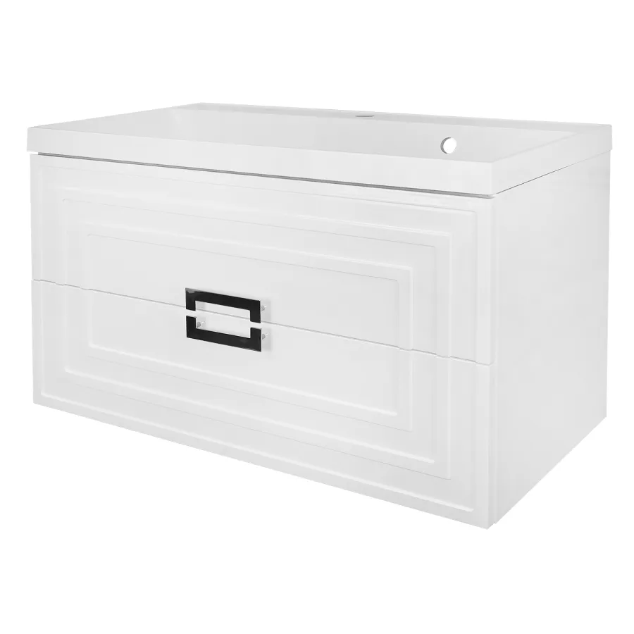 Комплект Тумба Azario Армарио 90/2 900х450х585 подвесная, с раковиной Классик 90, белый глянцевый (CS00096962)