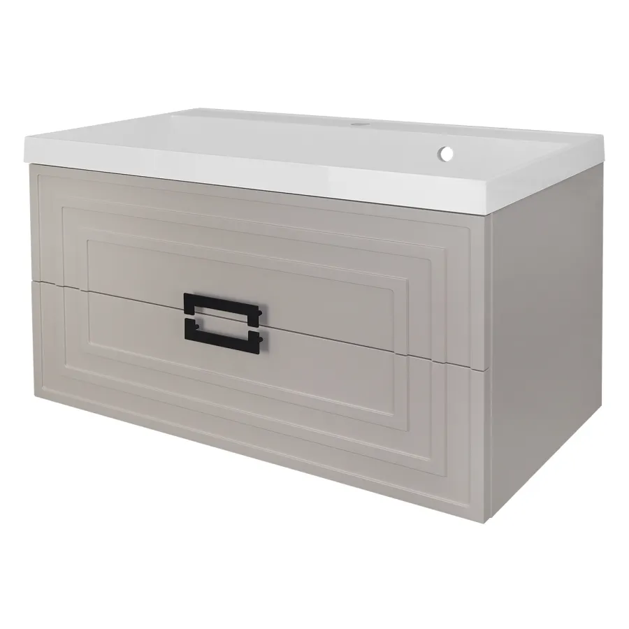 Комплект Тумба Azario Армарио 90/2 900х450х585 подвесная, с раковиной Классик 90, кашемир (CS00097024)