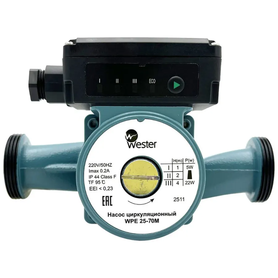 Насос циркуляционный с резьбовым соединением Wester WPE 25-60M 130 мм (без гаек)
