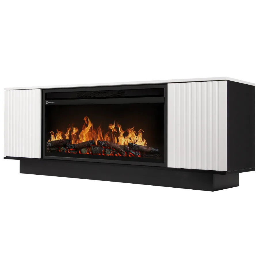 Каминокомплект: Очаг Electrolux EFP/P-3620LS, портал Como 36 белый, черный, р/в