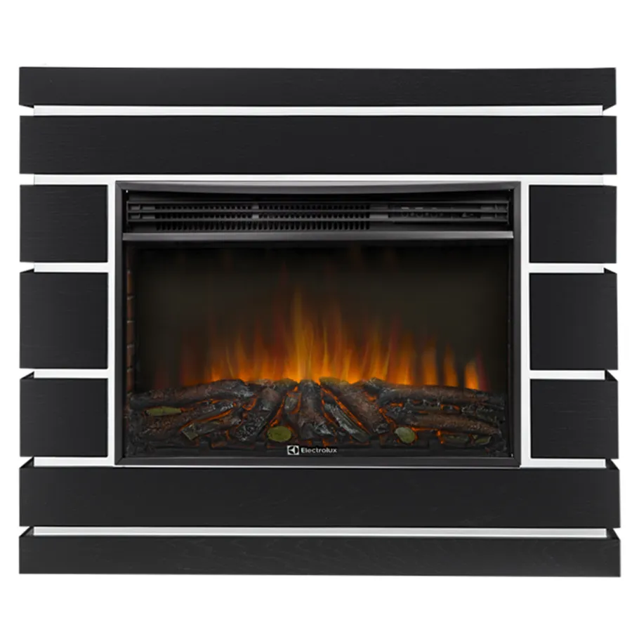 Каминокомплект: Очаг Electrolux 2720RLS N, портал Moderno 25 шпон чёрный дуб