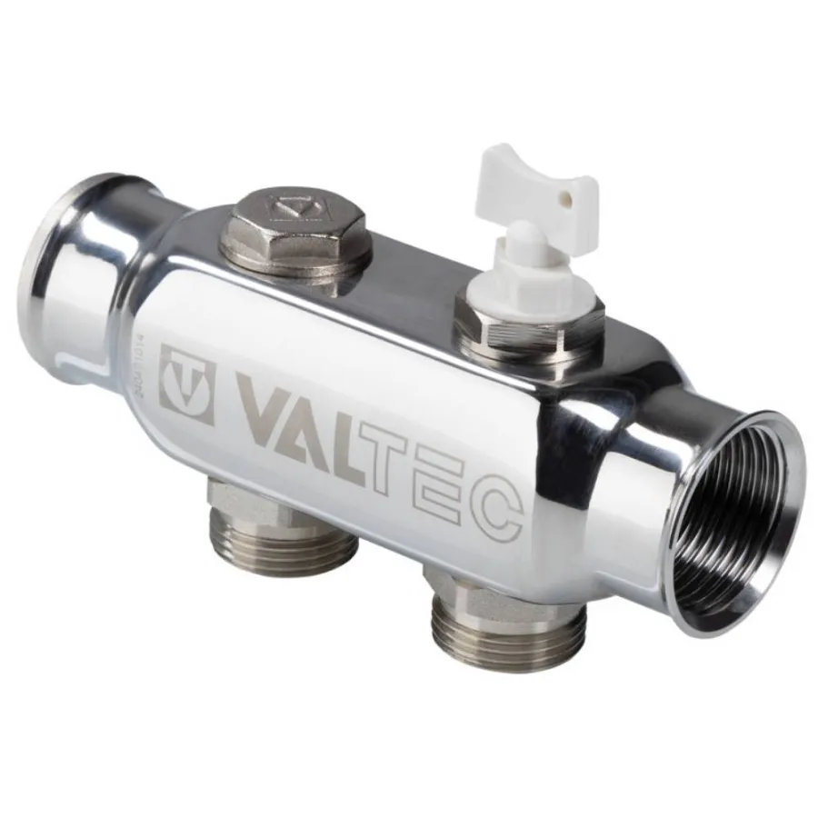 Коллектор VALTEC VTc.505.SS.060505 из нерж. стали с м-о расст. вых. 50 мм 1"х3/4" 5 вых. евроконус