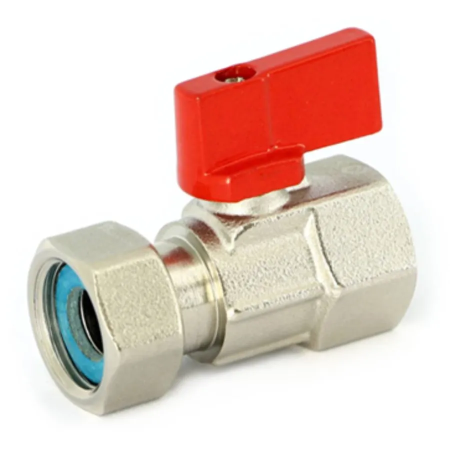 Кран Uni-Fitt шаровой мини ВВ 1/2" с накидной гайкой флажок красный металл