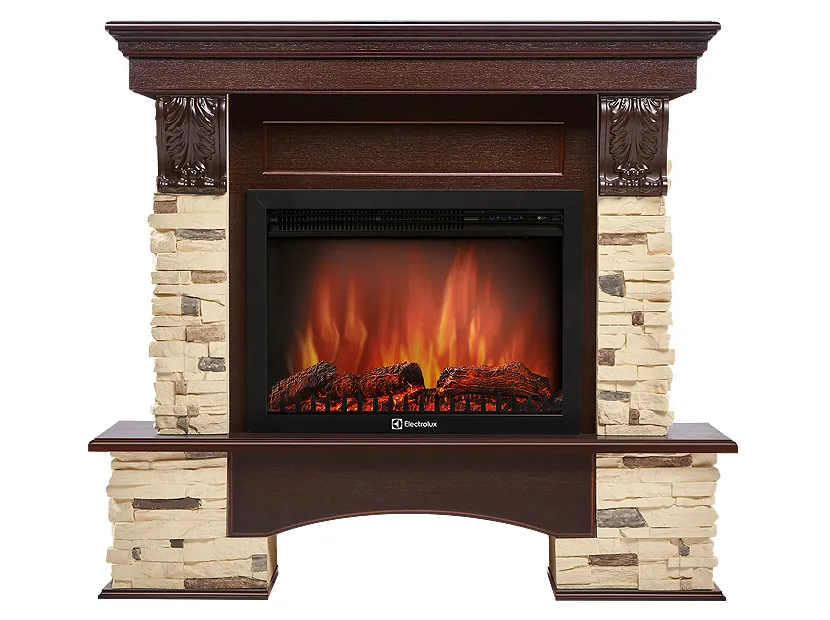 Портал Firelight Pietra 25S камень сланец натуральный, шпон темный дуб