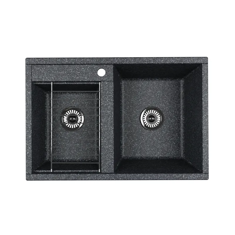 Кухонная мойка  Aquaton Делия 78 DBL 2 чаши, цвет графит (1A723132DE210)
