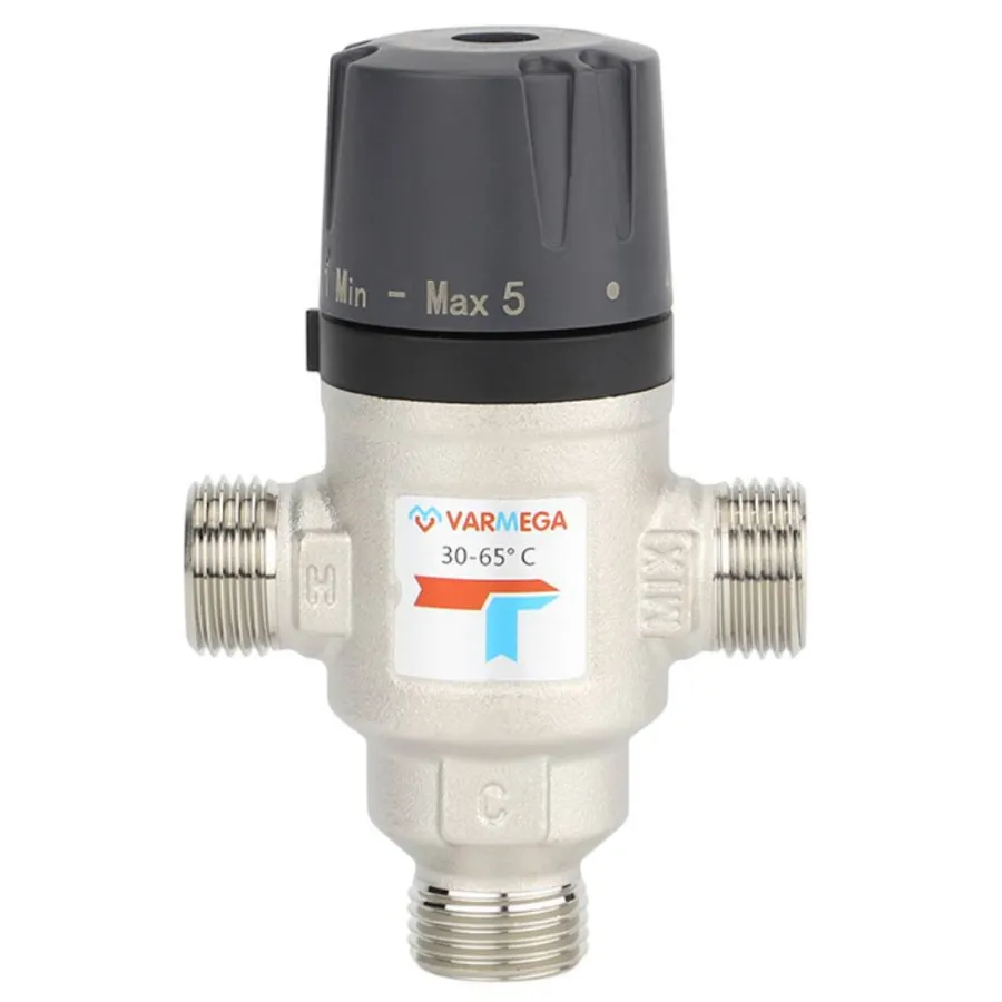 Клапан термосмесительный VARMEGA НР 1", 30-65гр.С, Kvs 1.6, боковое смешение, VM17203