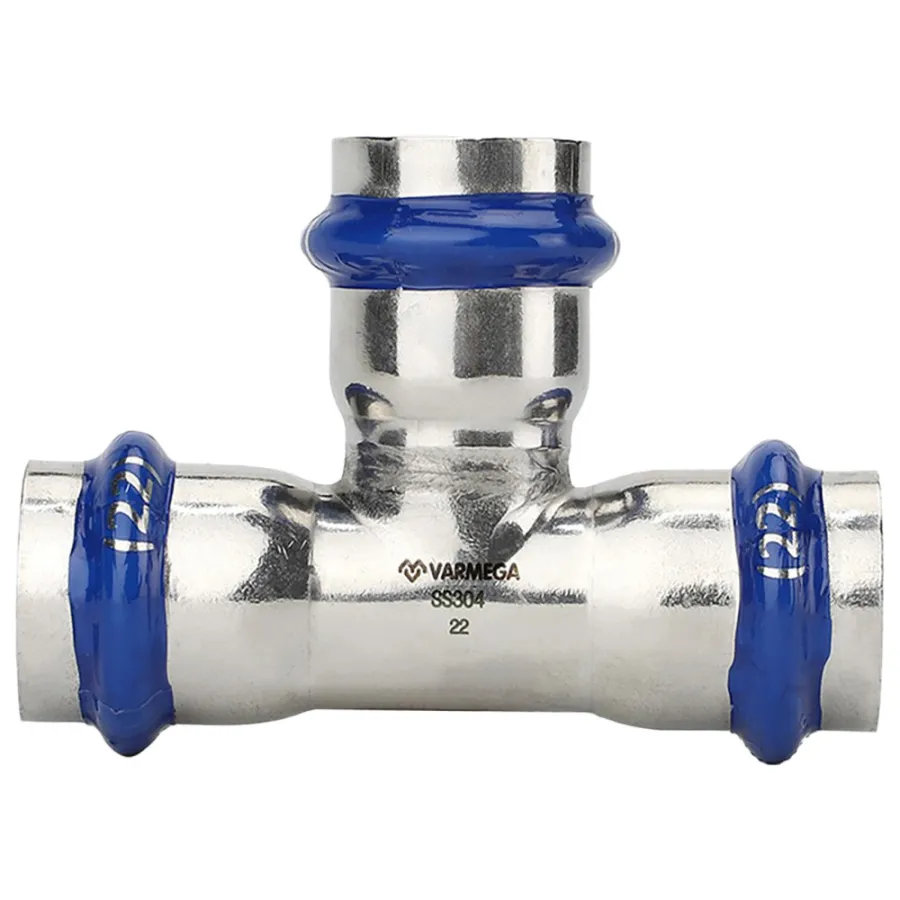 Тройник VARMEGA раструбный Inox Press 18x18x18