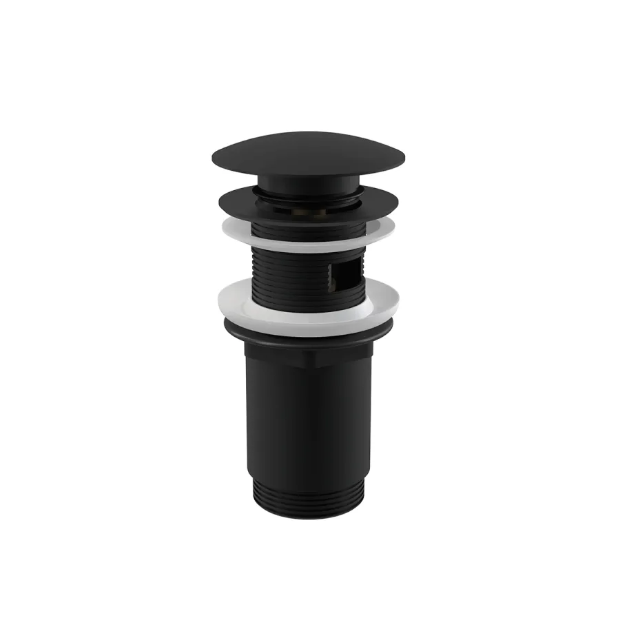 Alcadrain A392BLACK Донный клапан сифона для умывальника CLICK/CLACK 5/4", цельнометаллический с переливом и большой черной заглушкой