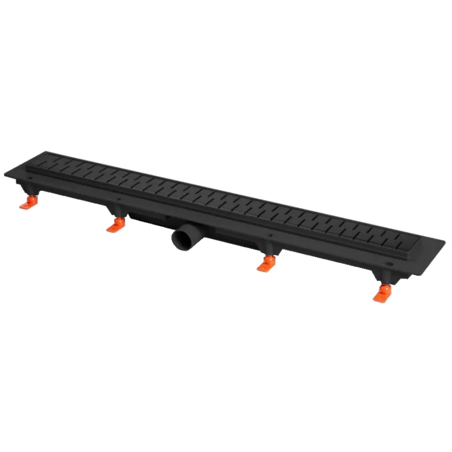 Душевой лоток AZARIO D40 Medium 750 мм, боковой слив, пластиковый, перфорированная решетка, черный (AZ-CH 750 MC)