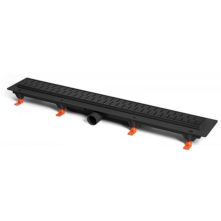 Душевой лоток AZARIO D50 Medium 850 мм, боковой слив, пластиковый, перфорированная решетка, черный (AZ-CH 850/50 MC)