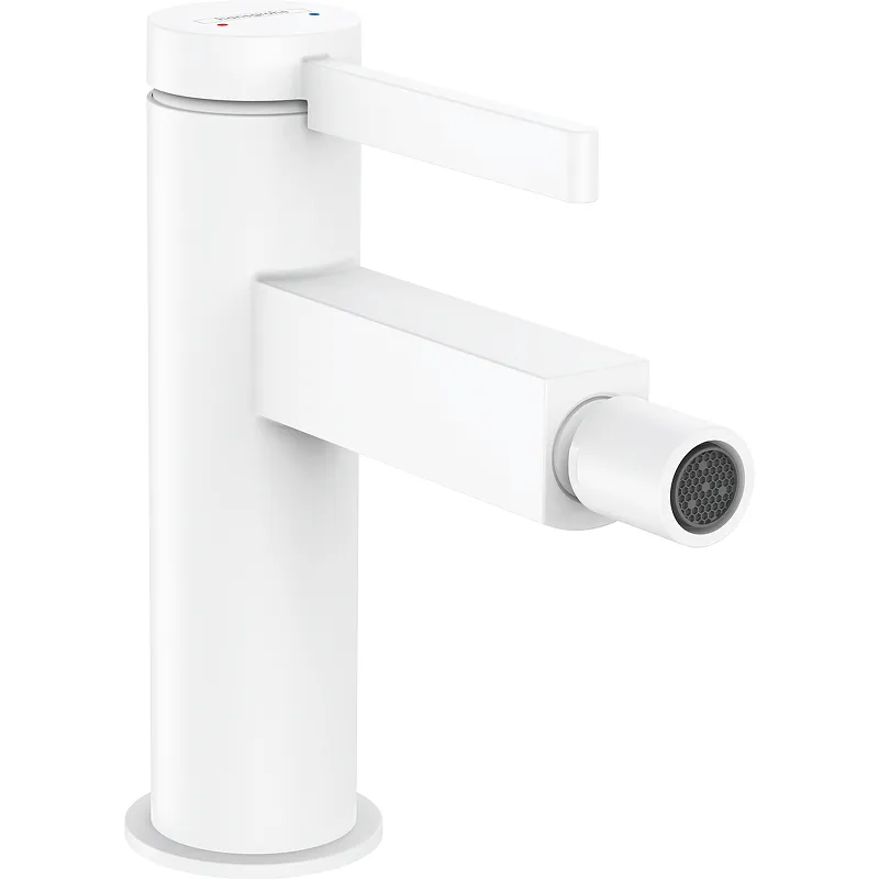 Смеситель для биде Hansgrohe Finoris со сливным гарнитуром, керамический картридж, белый матовый (76200700)