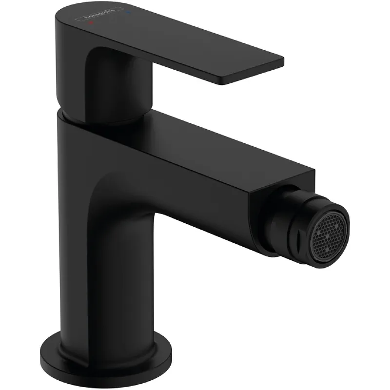 Смеситель для биде Hansgrohe Rebris E со сливным гарнитуром, керамический картридж, черный матовый (72211670)