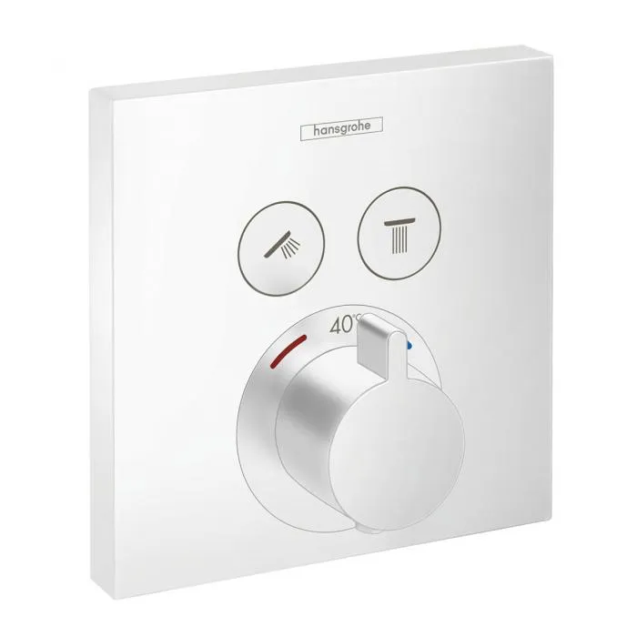Термостат Hansgrohe ShowerSelect скрытого монтажа, для 2 потребителей, белый матовый (15763700)