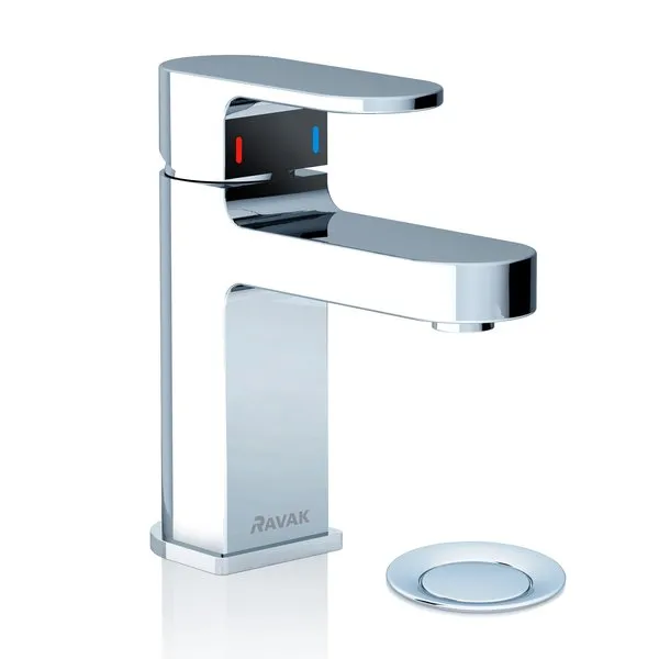 Смеситель для раковины Ravak Chrome CR 011.00, со сливным гарнитуром, однорычажный, хром (X070053)