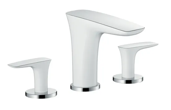Смеситель для раковины Hansgrohe PuraVida, на три отверстия, двухвентильный, белый (15073400)