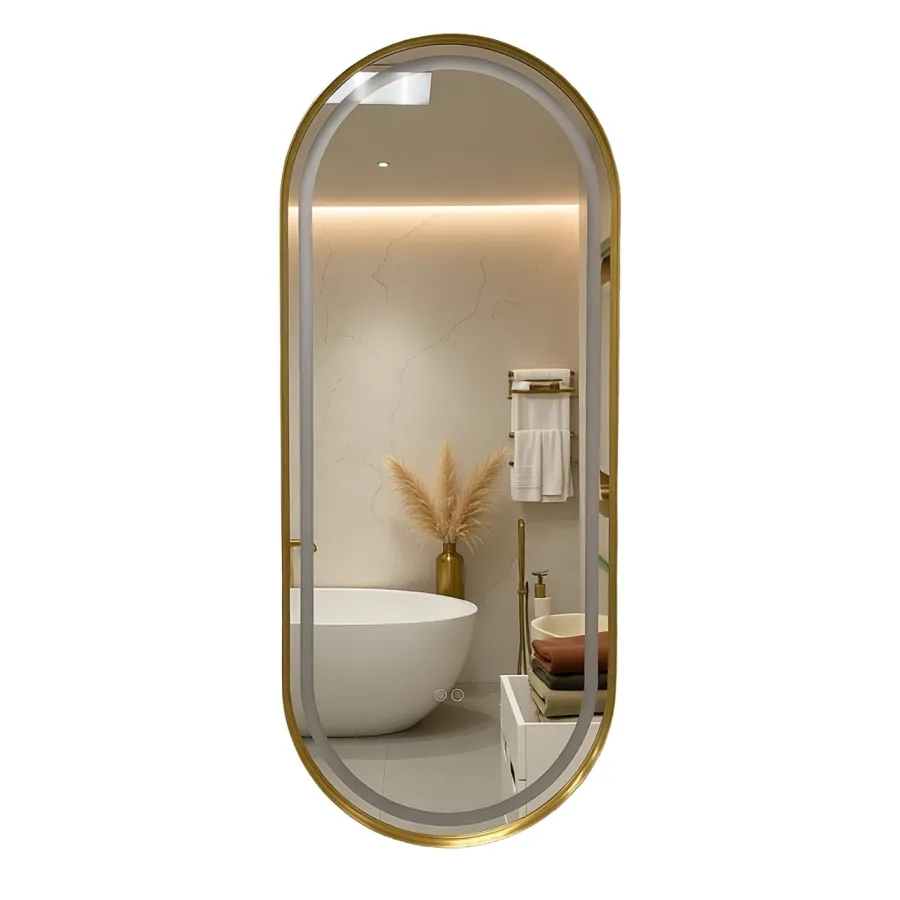 Зеркало с подсветкой в ванную Azario Блейк 1200х500х50 АZ-LED011625 цвет золотой матовый