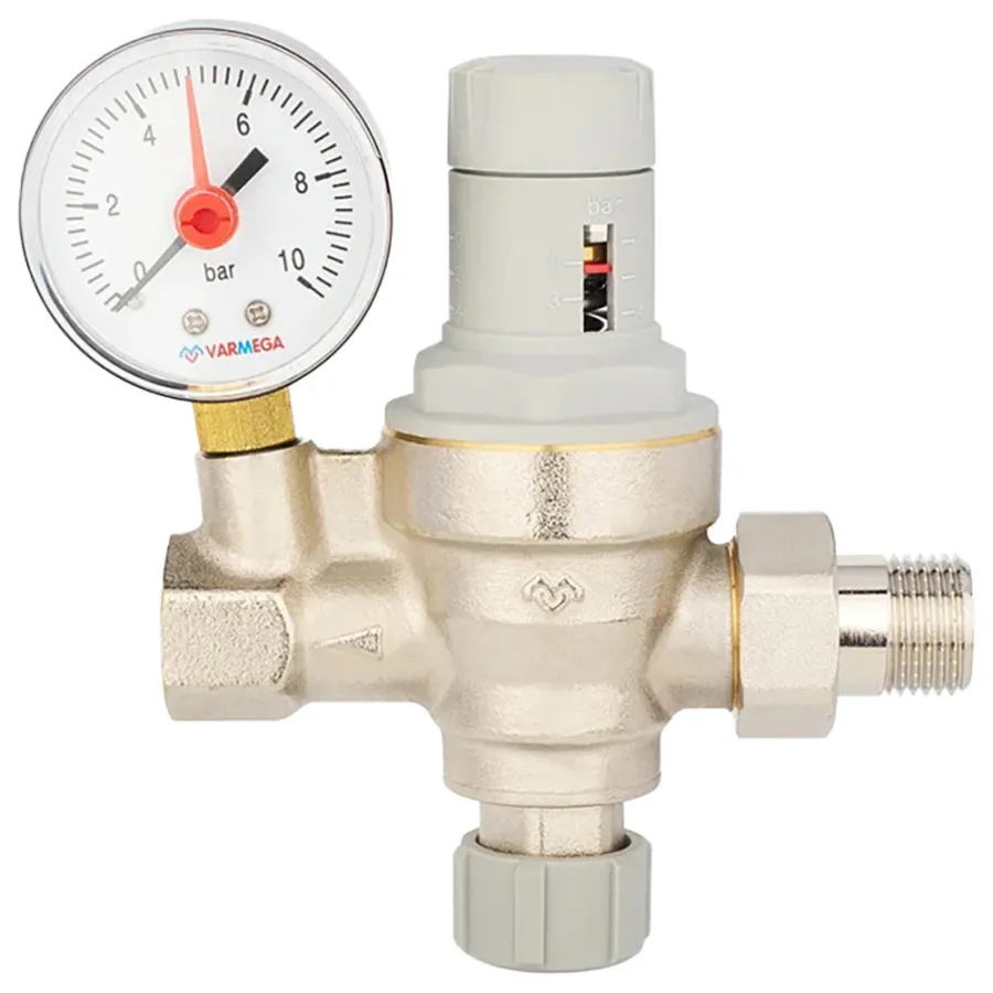 Клапан подпиточный VARMEGA VMFV01, 1/2", мембранный, с манометром