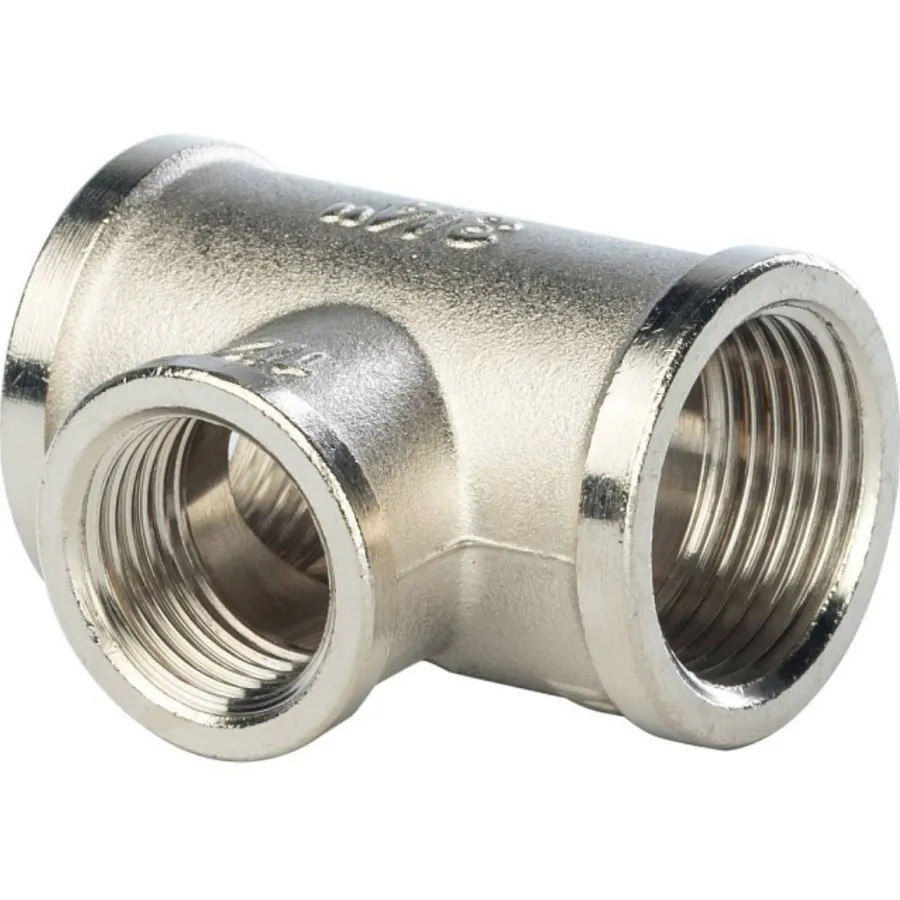 Тройник переходной STOUT никелированный ВВ 3/4"х1/2"х3/4"