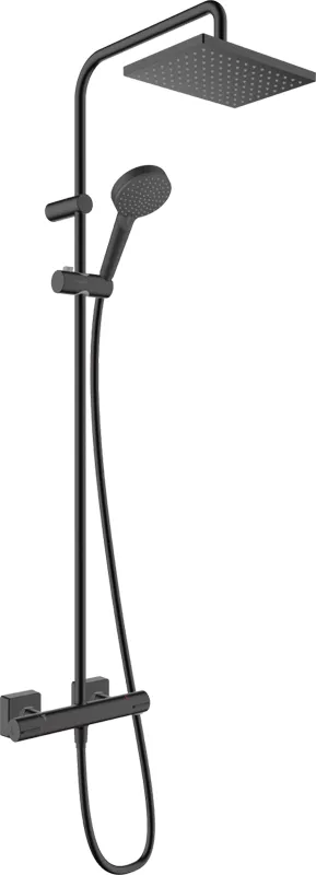 ДУШЕВАЯ СИСТЕМА HANSGROHE VERNIS SHAPE SHOWERPIPE 230 1JET ECOSMART С ТЕРМОСТАТОМ 26097670 ЧЕРНЫЙ МАТОВЫЙ