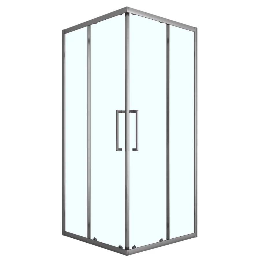 Душевое ограждение Loranto 100x100x190 раздвижная дверь, прозрачное стекло 6 мм, профиль серый матовый (CS-AB01GG-100)