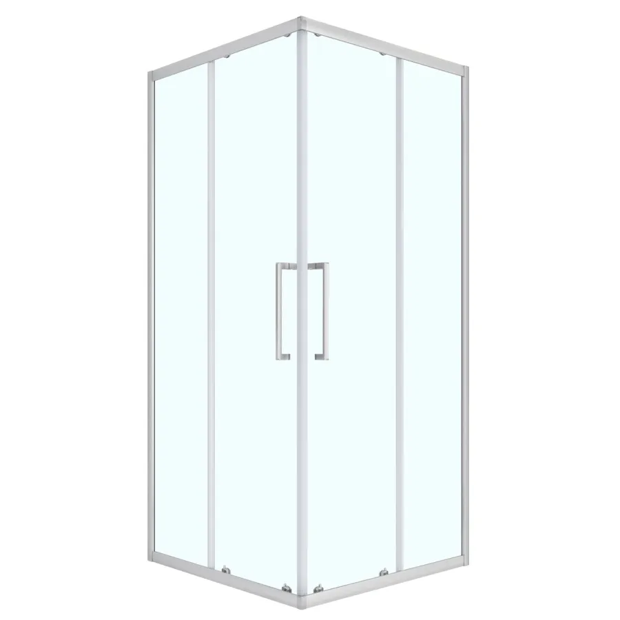 Душевое ограждение Loranto 90x90x190 раздвижная дверь, прозрачное стекло 6 мм, профиль сатин (CS-AB01S-90)