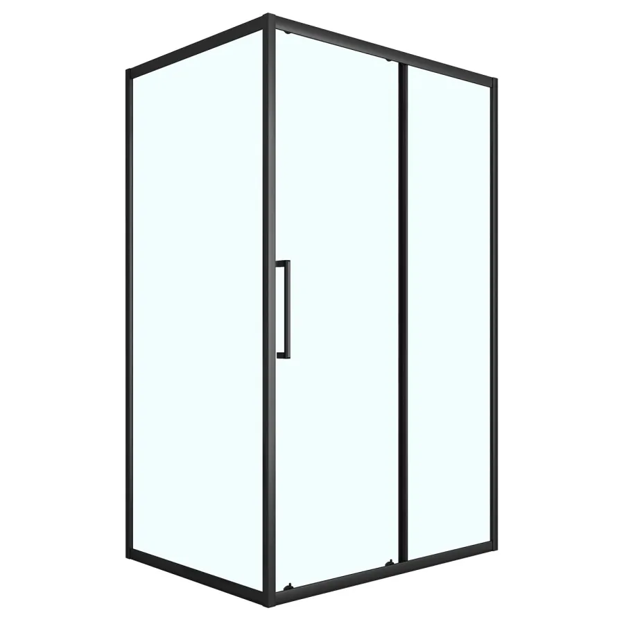 Душевое ограждение Loranto 120x90x190 раздвижная дверь, универсальная, прозрачное стекло 6 мм, профиль черный матовый (CS-AB02B-129)