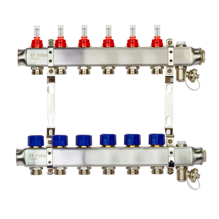 Комплект коллекторов РИДАН SSM-6RF set с расход.,кроншт.,руч. воздух.,слив.кран. и торц.заглуш.