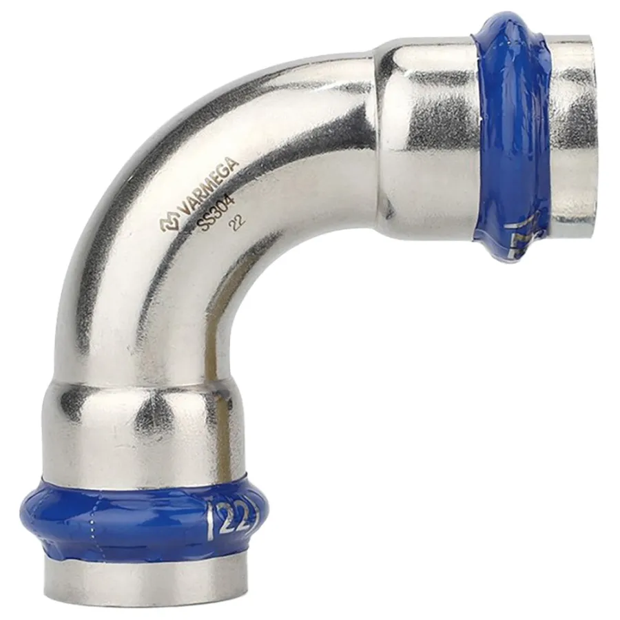Угольник VARMEGA 90гр. двухраструбный Inox Press 15x15