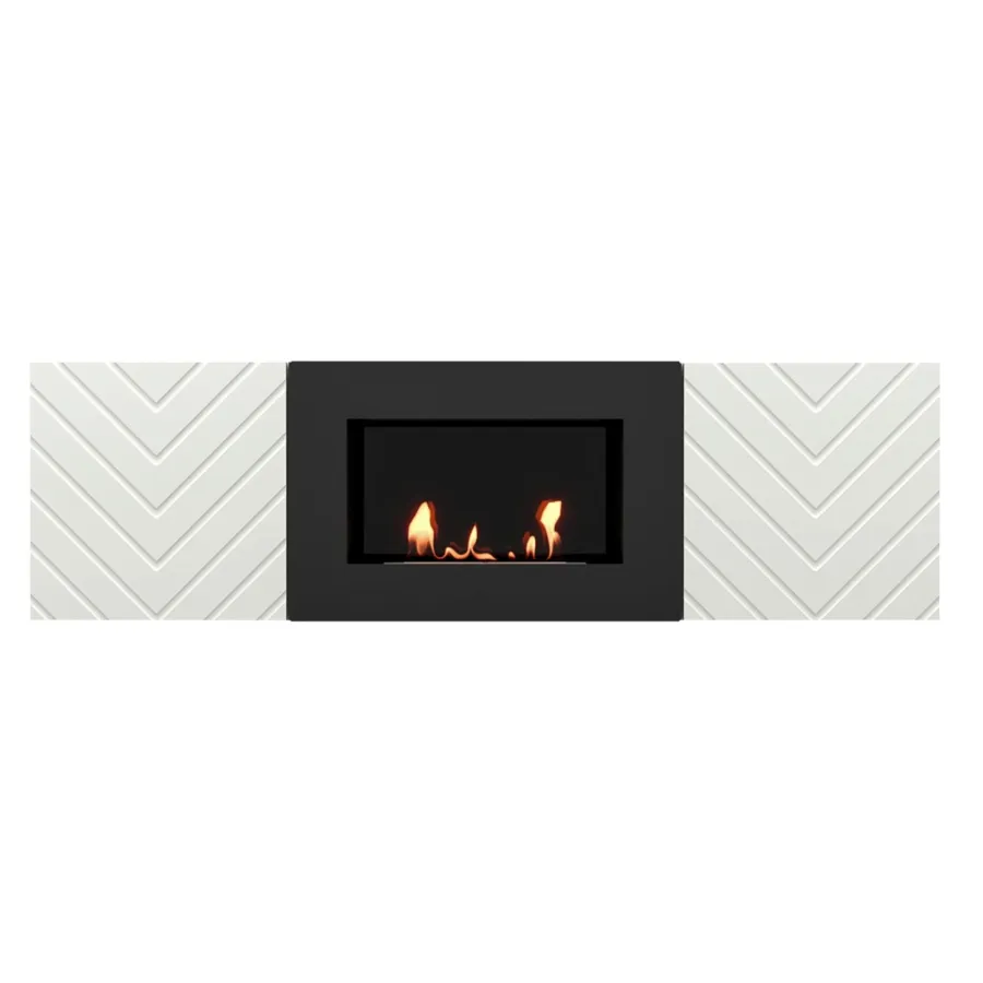Каминокомплект:Тумба с биокамином Firelight BFP/P-1400V белая+набор керамических дров береза