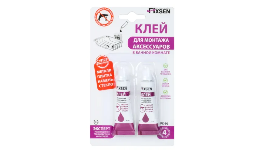 Клей для монтажа аксессуаров  в ванной комнате Fixsen (FX-90)